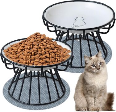 Підвищені годівниці для котів (2 шт.) - металеві миски з підставкою, 15 см, для кошенят та дорослих котів