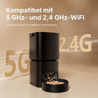 Автоматичний годівниця для котів та собак, 5л, WiFi, керування через додаток, 1-10 прийомів їжі на день, чорний