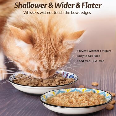 Набори мисок для котів з кераміки з силіконовим дном (4 шт.) - антиковзаючі, безворсові, для корму та води
