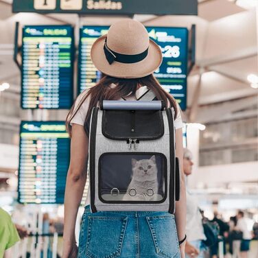 PETCUTE Рюкзак для собак і котів, дихаючий, знімний килимок, складаний, регульований, сірий