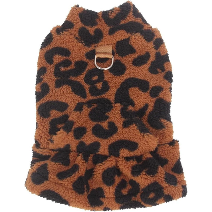 Теплий зимовий пуловер для собак з леопардовим принтом, без рукавів, для Чихуахуа, Йоркширського тер'єра, Мопса (B, XS)