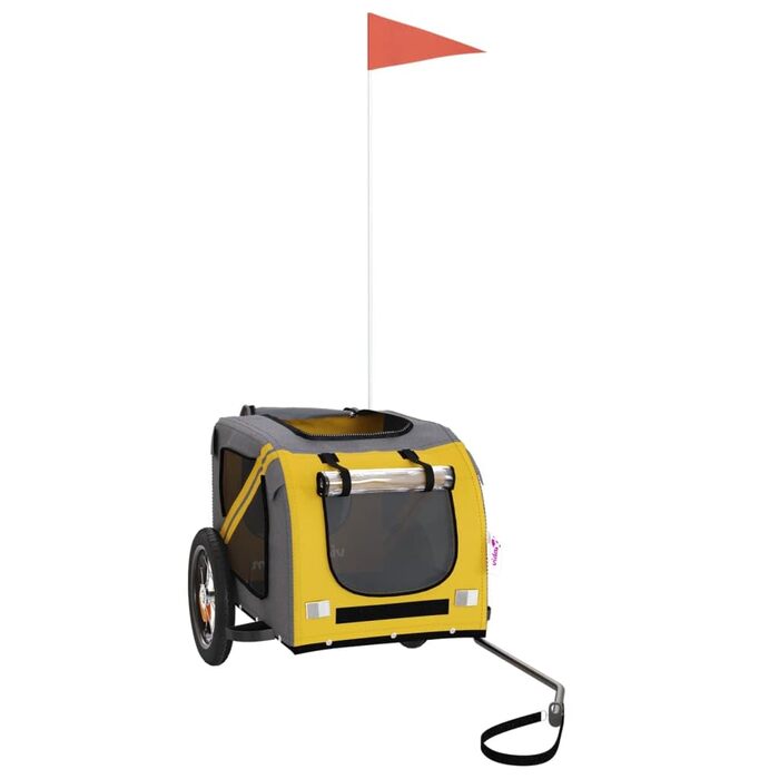 Велика переносна клітка-перевозка для собак середніх порід, жовтогарячий та сірий кольори, Oxford-тканина та метал