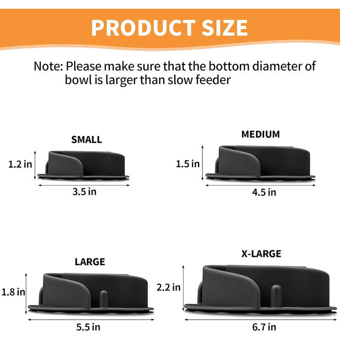 М'яка силіконова миска для собак, повільне годування, чорна, велика (L)