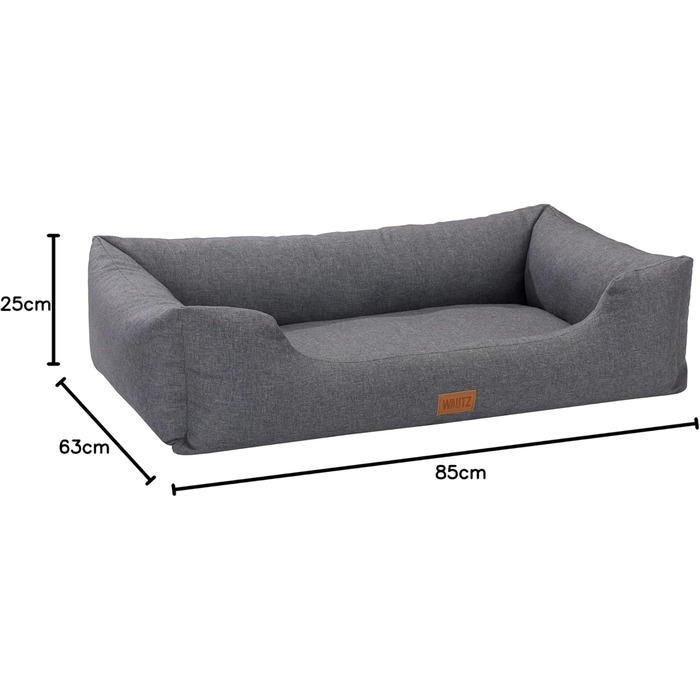 Крісло-ліжко для собак MSS e.K. з м'якою подушкою, знімним велюровим покриттям, 60 x 44 x 23 см, для великих собак (85 x 63 см, антрацит)