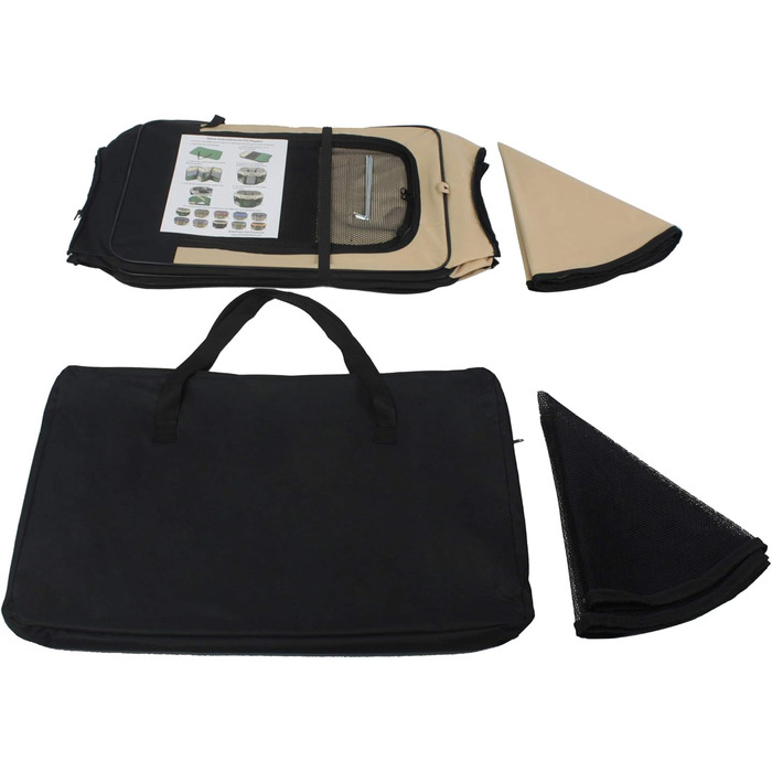 Клітка-вольєр EliteField для домашніх тварин з 2 дверцятами, м'яка, різні розміри та кольори, для собак, котів та інших тварин (91,4 x 91,4 x 61,4 см, Чорний + Бежевий)