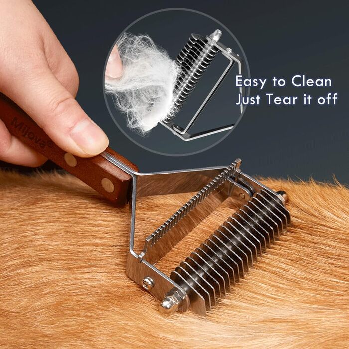 Професійна щітка-розпушувач для собак: двостороння, для видалення ковтунів та шерсті