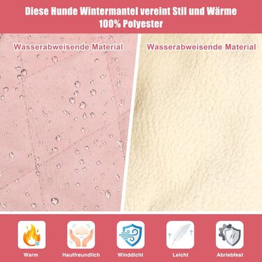 Теплий зимовий одяг для собак FeimaX: вітронепроникна куртка з флісовою підкладкою, D-Ring, для малих та середніх собак, рожевий, 3XL
