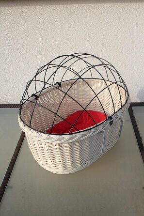 Корзина для велосипеда Marcus Hundefahrradkorb для руля з лози з металевою сіткою та подушкою, корзина для собак, корзина на кермо, корзина для покупок, натуральний (XXL з подушкою)