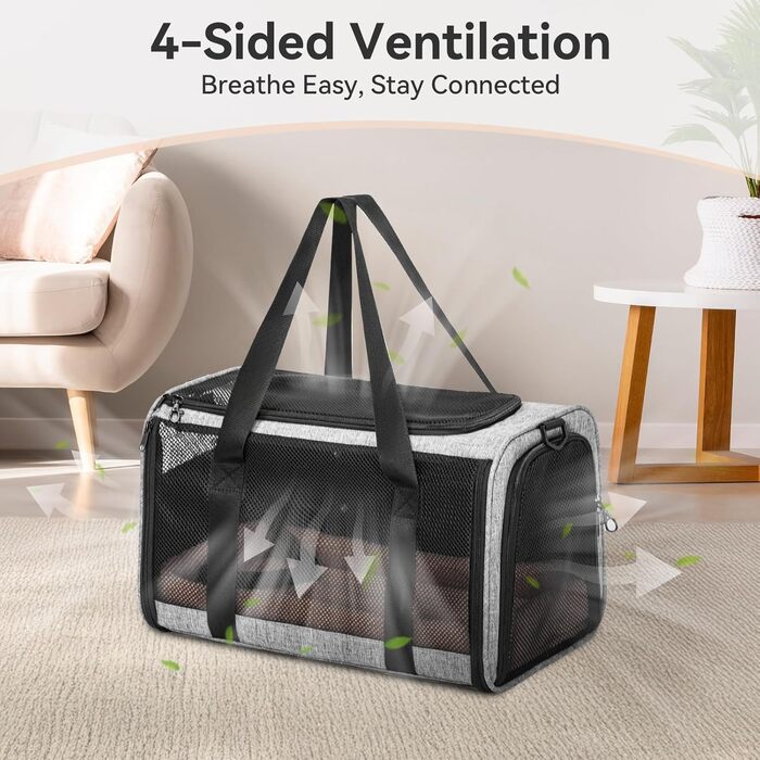 Переносна переноска для котів та маленьких собак Petsfit - сіра, розмір M (45,5 x 28 x 28 см)
