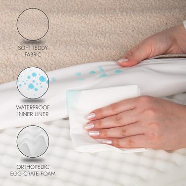 Ортопедичне ліжко для собак середніх порід, вологостійке, з ультрам'якою піною, знімний, пральний чохол та антиковзаюча підкладка, білий та сірий, розмір Medium (31.4'L x 23.6'W x 3.1'Th)