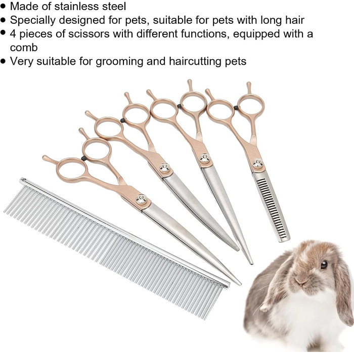 Набір для догляду за собаками: гребінець, тример, ножиці для собак, котів, кроликів, хом'яків. 17,8 см