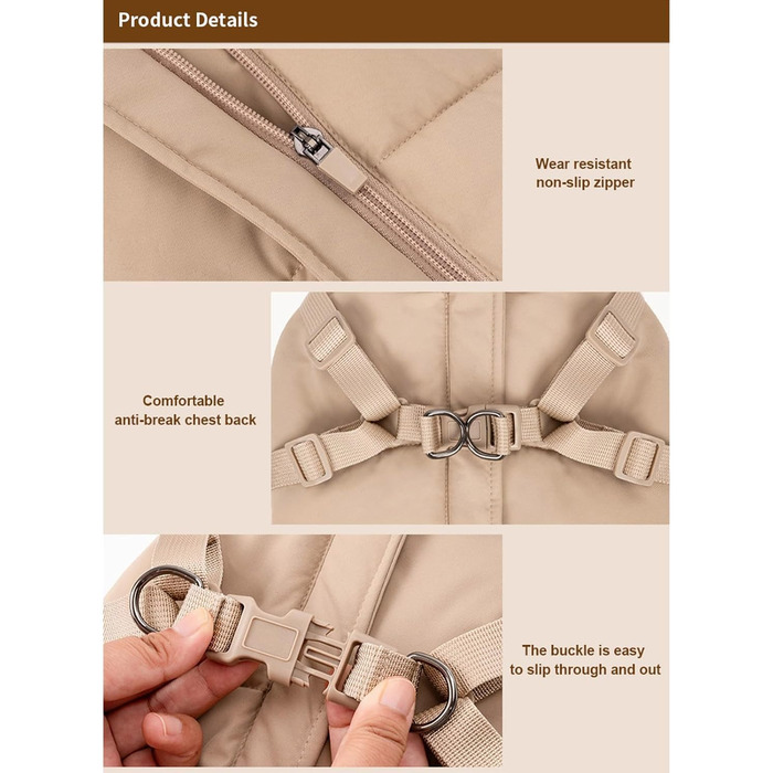 Тепла жилетка для собак з повідком, водонепроникний дощовик для маленьких собак, куртка для цуценят на холодну зиму (Рожевий, 5XL)