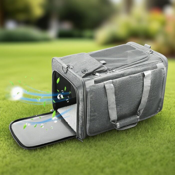 Транспортна переноска для кота/маленької собаки, складний кейс, 46×30×30 см, з віконцем та дихаючою сіткою (темно-сірий)