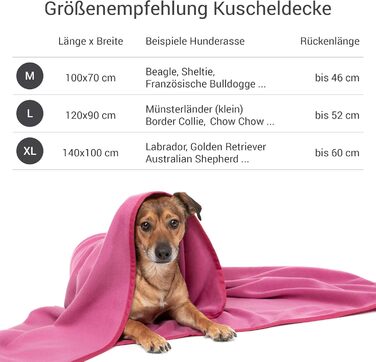 Doctor Bark М'яка флісова ковдра для собак, гігієнічна, прана при 95°C, для дивану і лежака, флісова гігієнічна ковдра для домашніх тварин, розмір L 120x90 см, гарячий рожевий, зроблено в Німеччині