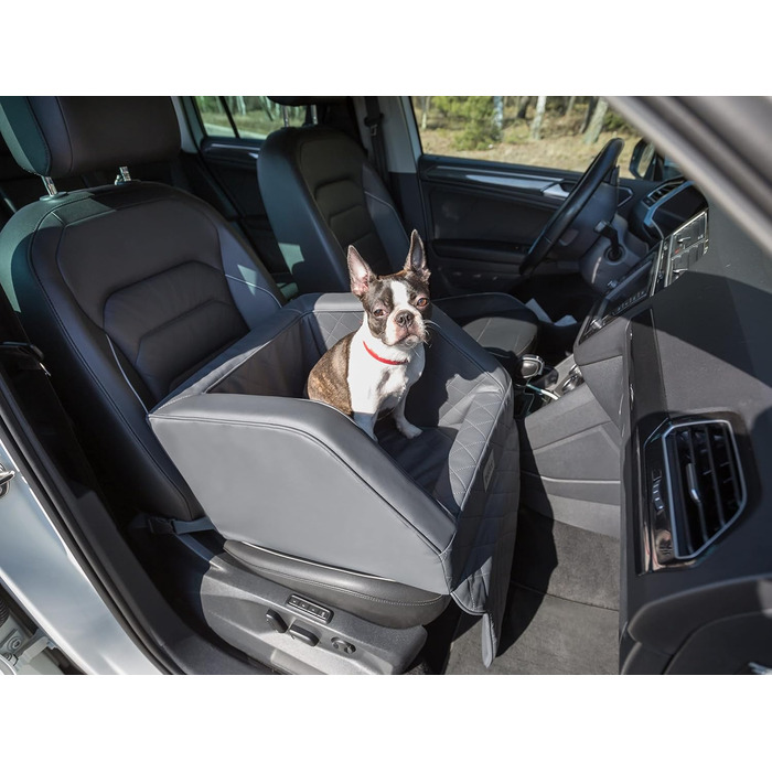 Автомобільний лежак для собак, переноска для собак, лежанка для собак, переноски для собак, заднє сидіння, ковдра для собак, корзина для собак, лежанка для котів, для маленьких собак (46x46x31 см), штучна шкіра (графіт)