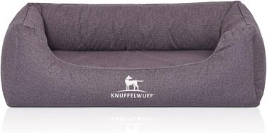 Ортопедичне водонепроникне ліжко для собак Knuffelwuff Malou з велюру, ручної роботи, XL 105 x 75 см, знімний чохол, прання, для великих, середніх та маленьких собак (L 85 x B 63 x H 23 см, сірий)