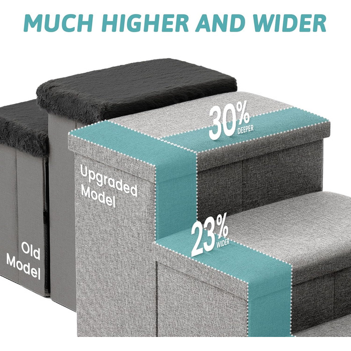 Сходинка для собак COZY KISS з місцем для зберігання, сіра, 43x72x42.5 см