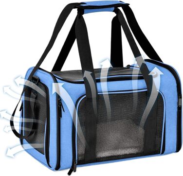 Транспортувальна переноска для котів та маленьких собак, складана, для подорожей (блакитна)