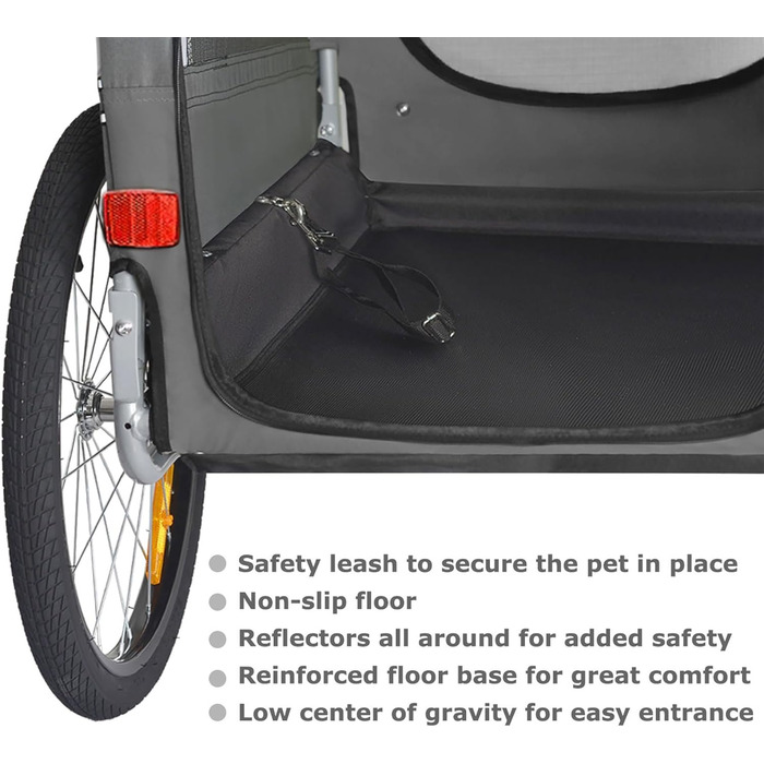 Візок для собак Tiggo VS Pets 2-в-1: візок та велосипедний причіп, сірий, об'єм 270 л, до 35 кг