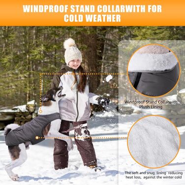 iBuddy Зимовий теплий водонепроникний теплий жилет для собак, жилет для собак, для великих собак, дівчаток, хлопчиків (Сірий, Large)