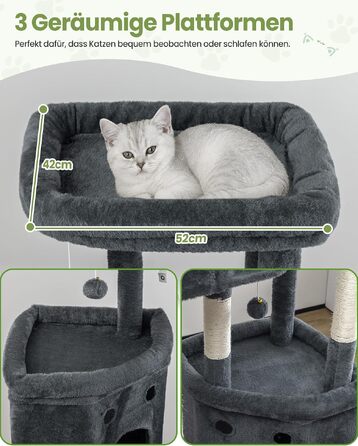 Комплекс для котів Kratzbaum XXL 213 см: Дряпка-стовп, будиночок, платформа, гамак - Сірий когтеточка для великих котів