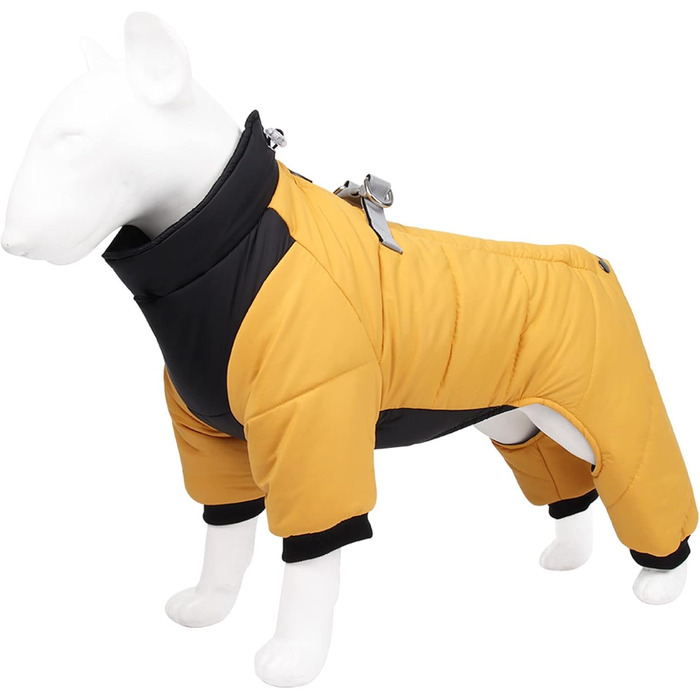 Жовтий зимовий теплий куртка для собак, непромокаємий, для цуценят та великих порід, з кріпленням для повідка, 3XL