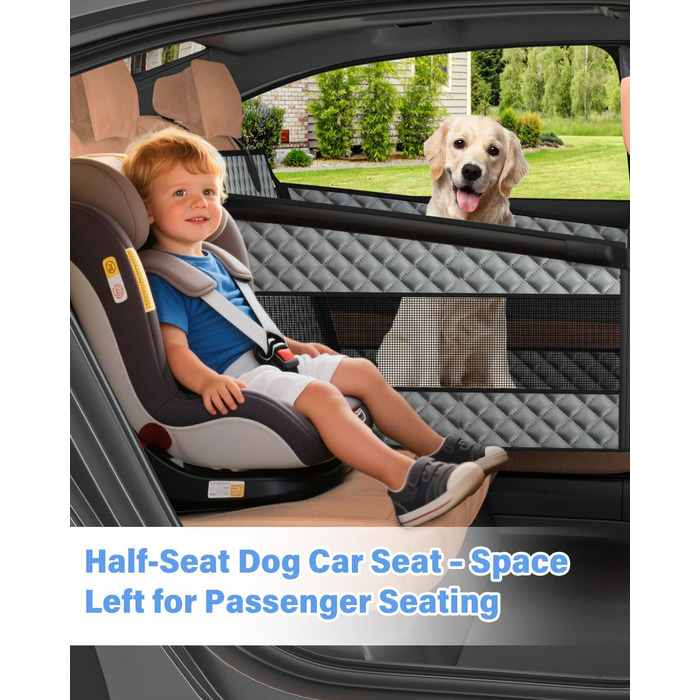 Автомобільний сидіння для собак великих порід, подовжувач заднього сидіння, складаний, водовідштовхувальне оксфордське полотно, неслизьке дно, захист по периметру, міцна підтримка, сірий