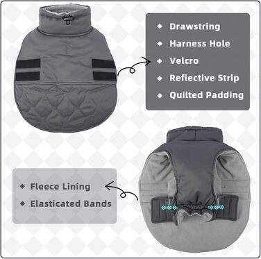Теплий зимовий одяг для собак - куртка з отвором для шлейки, підійде для коргі, кокер-спанієль (Сірий L)