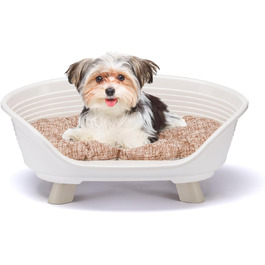 Підвищене ліжко для собак та котів Ferplast Throne з бавовняним подушкою, білий, 61.5 x 45 x 26 см