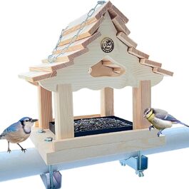 Дім для птахів на балкон: дерев'яний, ручної роботи, для саду та балкону, вологостійкий, з 2 тримачами