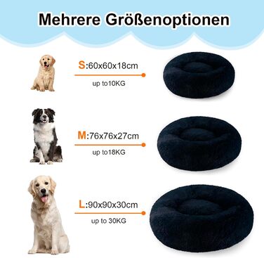Крісло-лежанка для собак великих та середніх порід, 60 см Ø - М'яке та дихаюче ліжко для собак з неслизьким дном та піднятим бортиком, (76x76x27 см, Темно-синій)