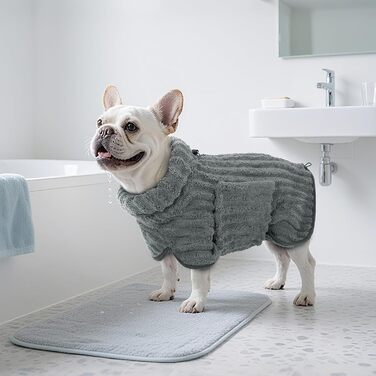 Рушник для собак з мікрофібри, швидковисихаючий, з клямками та регульованою гумкою, можна прати в машині, підходить для великих, середніх та маленьких собак, сірий (XL)