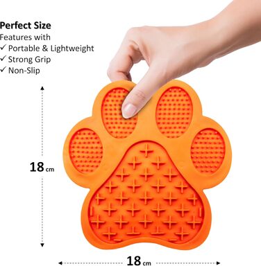 Килимок для повільного годування собак та котів, антиковзаюча підкладка з присосками, відволікаюча кормушка (Оранжевий, 18 см)