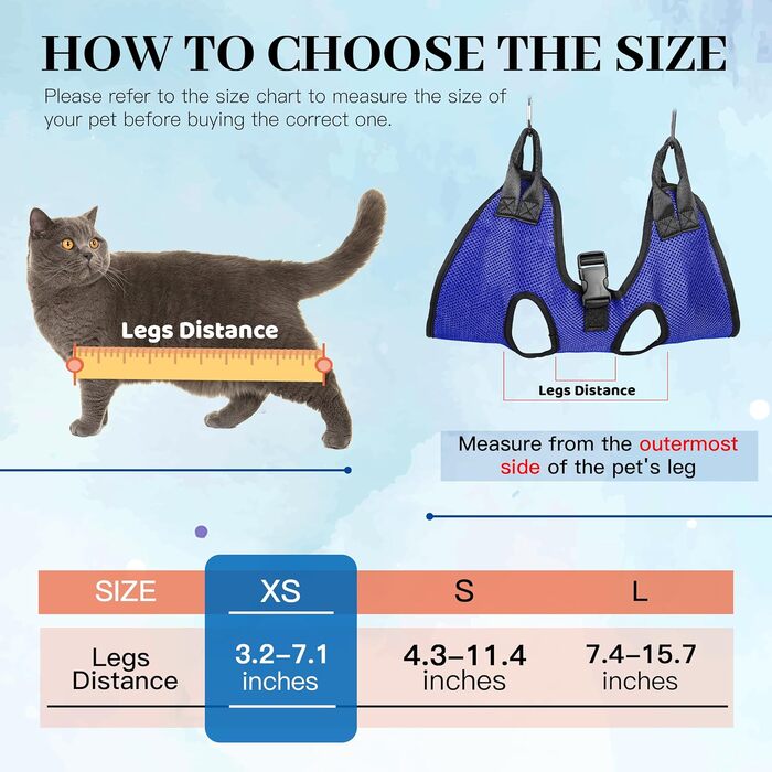 Гамак для грумінгу собак PatiencET, гамак для догляду за тваринами для котів та собак, тримач для стрижки нігтів, петля для котів для стрижки нігтів з кусачками/триммером для нігтів, пилка для нігтів, гребінець для тварин XS