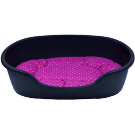 Корзина для собак Adena, 58x38 см, антрацит + подушка в горошок, рожева (92x61x26 см)