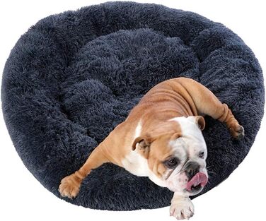 Кругла м'яка ліжко-софа для собак та котів, великого розміру, чорна (M-60cm)
