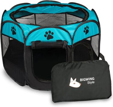 Вольєр для собак та котів BIGWING Style M/L, блакитний, водовідштовхувальний, для цуценят та тварин