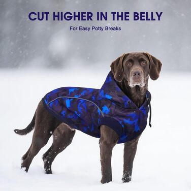 Теплий зимовий пуловер для собак IECOii з отвором для повідка та світловідбиваючими смугами (M-4XL, Синій)