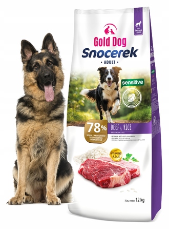 Корм для німецьких вівчарок Gold Dog Snocerek Sensitive 12кг, яловичина та рис 28/16 MONO