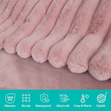 Водонепроникний коврик для собак на диван, плюш, великий розмір 127x152,4 см, XL, рожевий, для захисту меблів