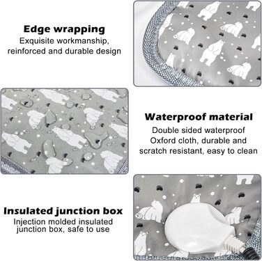Грілка для котів та собак, килимок з підігрівом, 45 x 45 см, регулювання температури та таймер