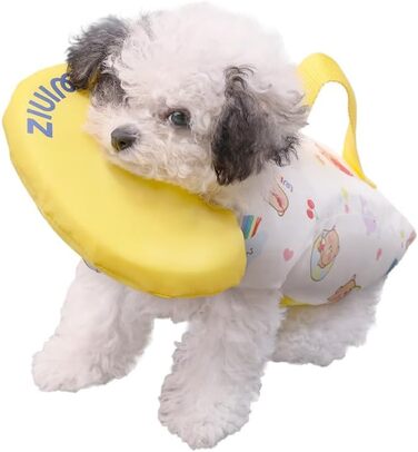 Жилет для плавання собак WINIZ – рятувальний жилет для тварин з регульованою посадкою, високою плавучістю та зручним ручним захопленням – ідеальний для водних розваг (жовтий, S)