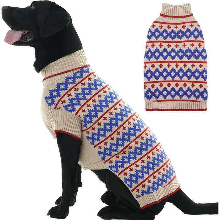 Пуловер для собак середнього та великого розміру, в'язаний пуловер з отвором для повідка, теплий, з коміром-стійкою, на Новий Рік, для хлопчиків та дівчаток XXXL, абрикосовий
