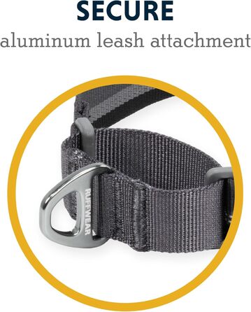 Регульований нашийник RUFFWEAR Web Reaction Martingale з алюмінієвим V-кільцем, світловідбиваючий, для собак, базальтово-сірий, 28-36 см
