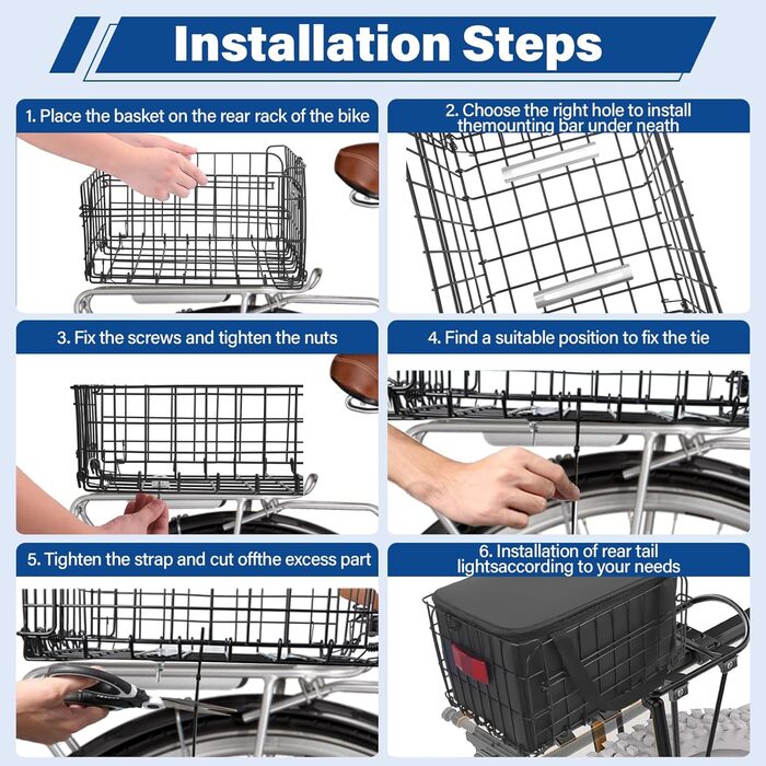 Задній велосипедний кошик, складаний, металевий з водонепроникним чохлом, для собак, домашніх тварин, E-bike, mountain bike, city bike, cruiser