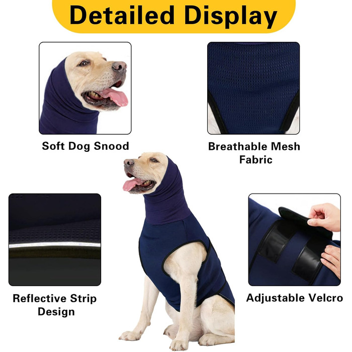 Заспокійлива куртка для собак Yanucy 2-в-1 з капюшоном для зменшення тривоги та захисту від шуму (зелений, синій)