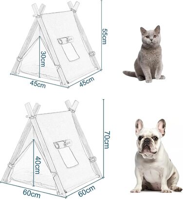 Тіпі для собак та котів, розмір M, 60x70x60 см, білий - EUGAD