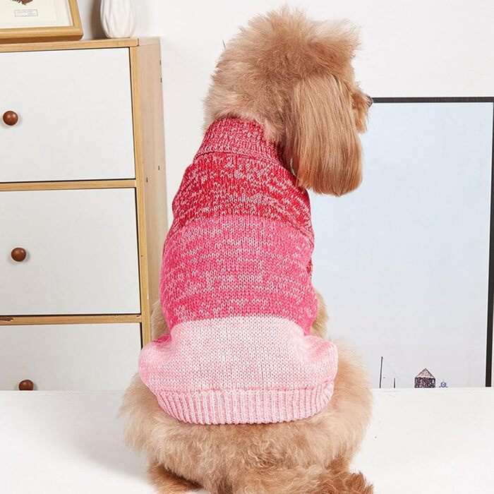 Теплий зимовий пуловер для собак Jecikelon, рожевий, розмір S/M, для маленьких собак та цуценят