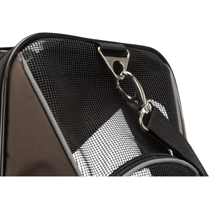 Сумка для собак TRIXIE Joe - з відкриттями спереду та зверху, знімний плечовий ремінь, інтегрована короткий поводок, м'яка підкладка, світловідбиваючі елементи, 28 × 28 × 47 см, до 10 кг