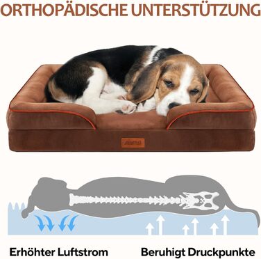 Ортопедичне ліжко для собак AUSCAT, 60x45 см, коричневе. Знімний, водонепроникний чохол, антиковзаюча підставка.